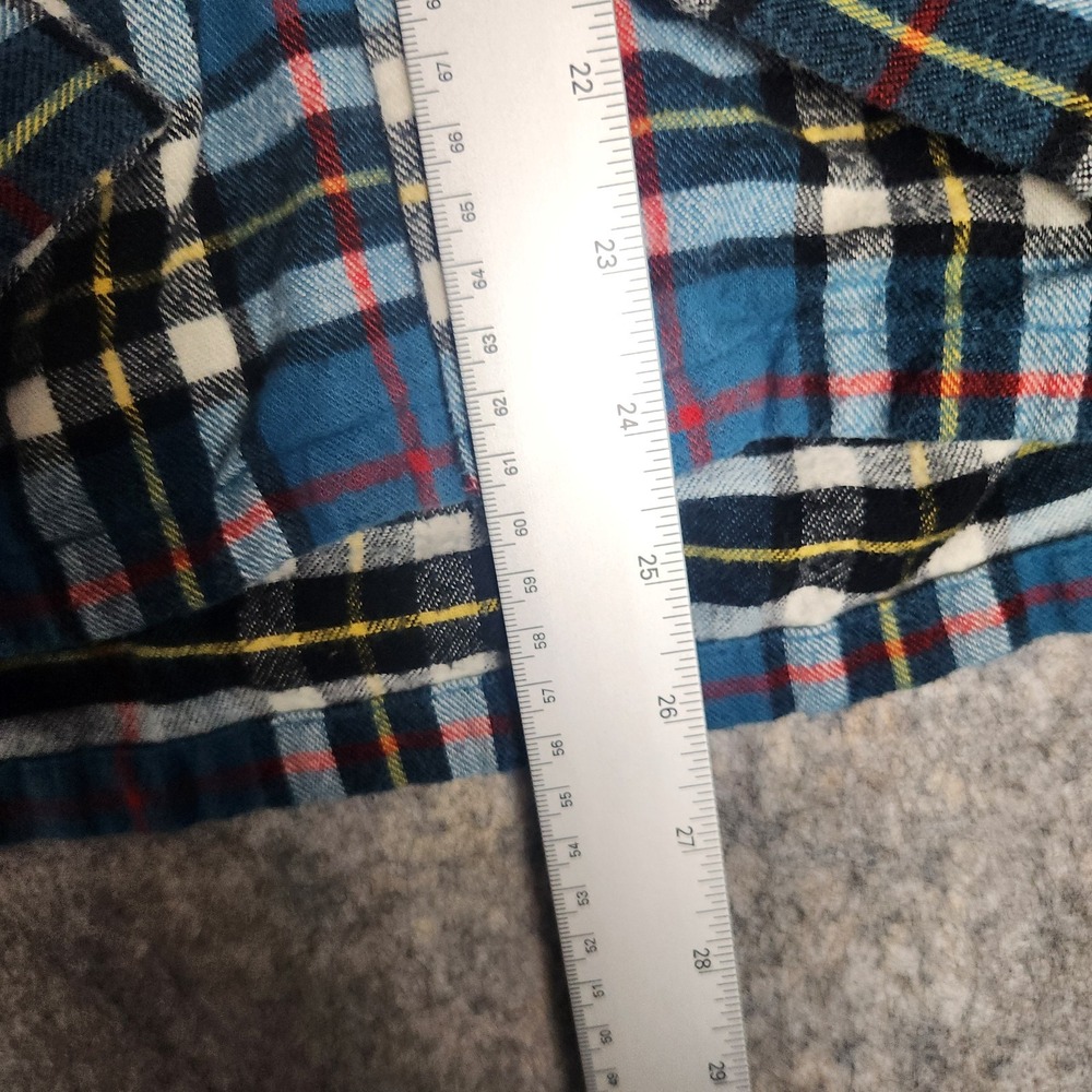 LL Bean Pajama Flannel Shirt Men S Reg Blue Scotch Plaid Long Sleeve Button Up - Picture 5 of 6